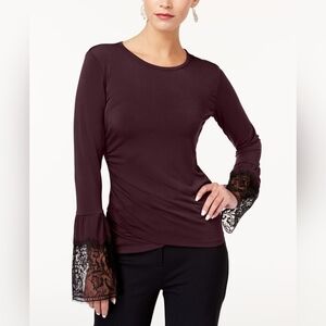 KOBI - Elegant Burgundy Lace Sleeve Top